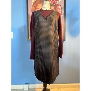 BOGO Studio M gray checked jumper dress NWTS L